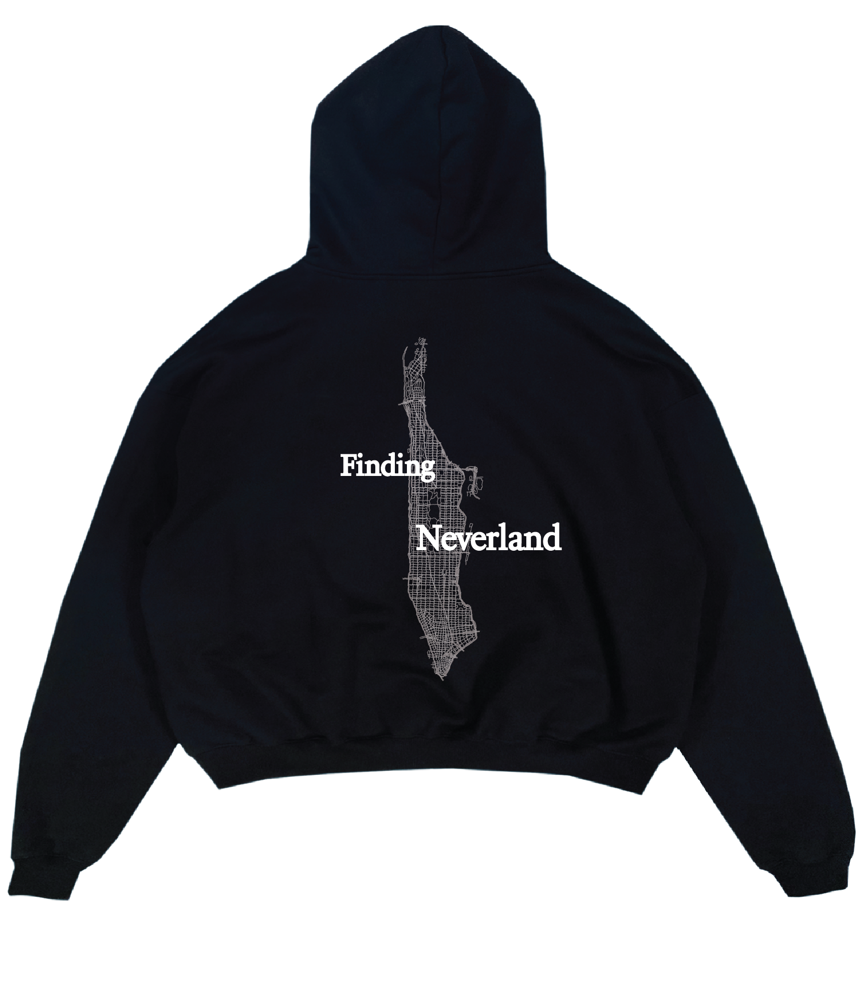 10025 Studios Black french terry Neverland hoodie